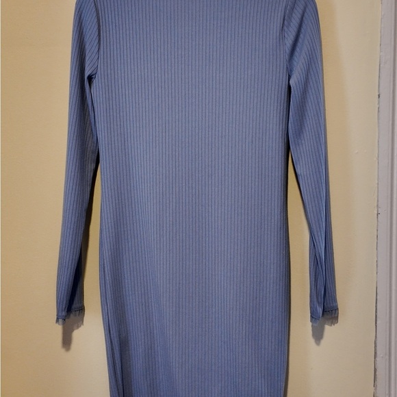 Forever 21 Periwinkle Ribbed Knit Square Neck Pullover Dress L HOCO Lagenlook - Picture 3 of 12